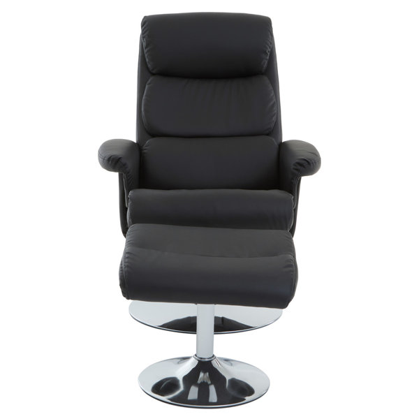 Ivy Bronx Denton White Leather Effect Reclining Chair And Footstool